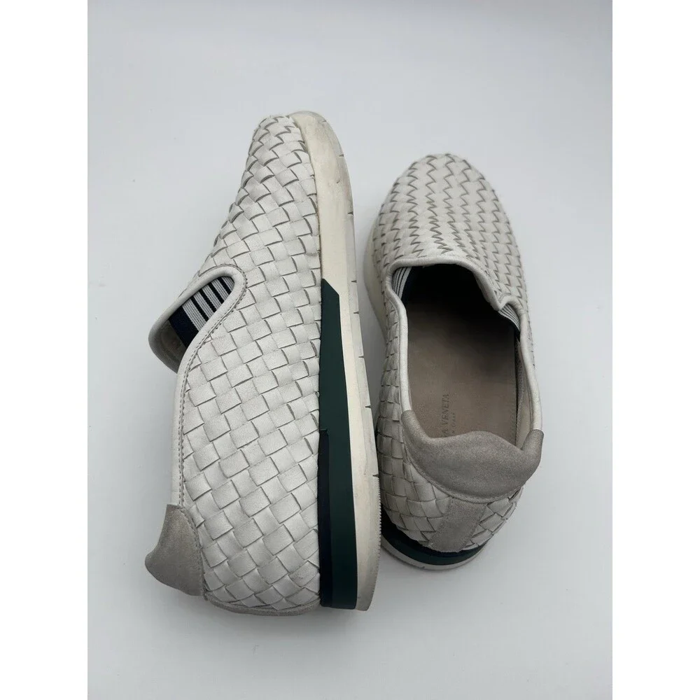 Bottega Veneta White Intrecciato Woven Leather Shoes Mens US 8.5-9 EU 42